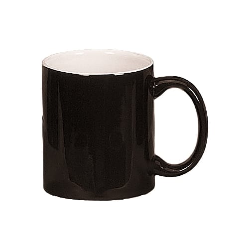 C-Handle Coffee Mug 11oz, White Inside/Black Outside